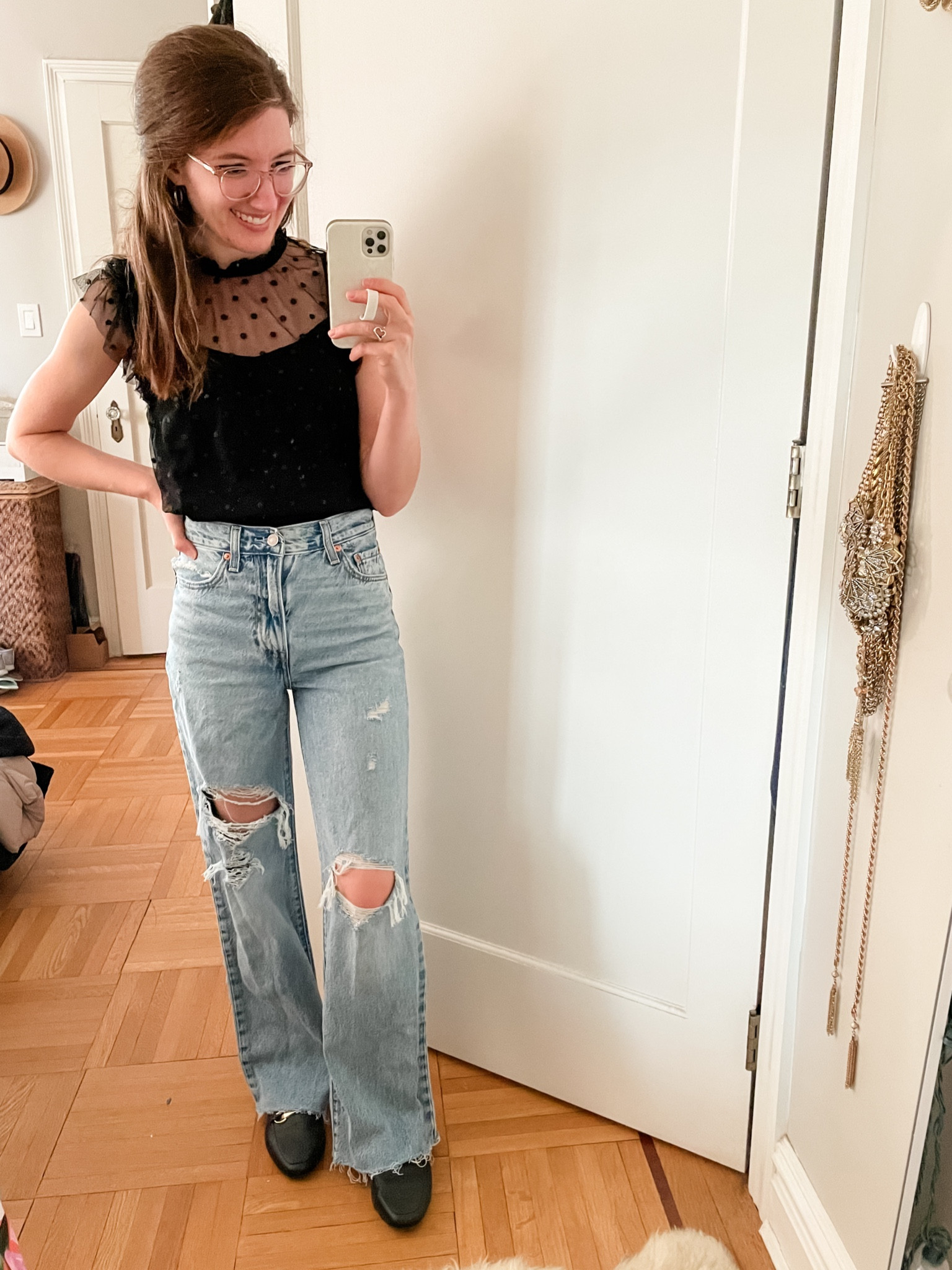 Sheer dressy blouse: TTS
Jeans: TTS, I cut the length about an inch

#LTKsalealert #LTKHoliday #LTKstyletip