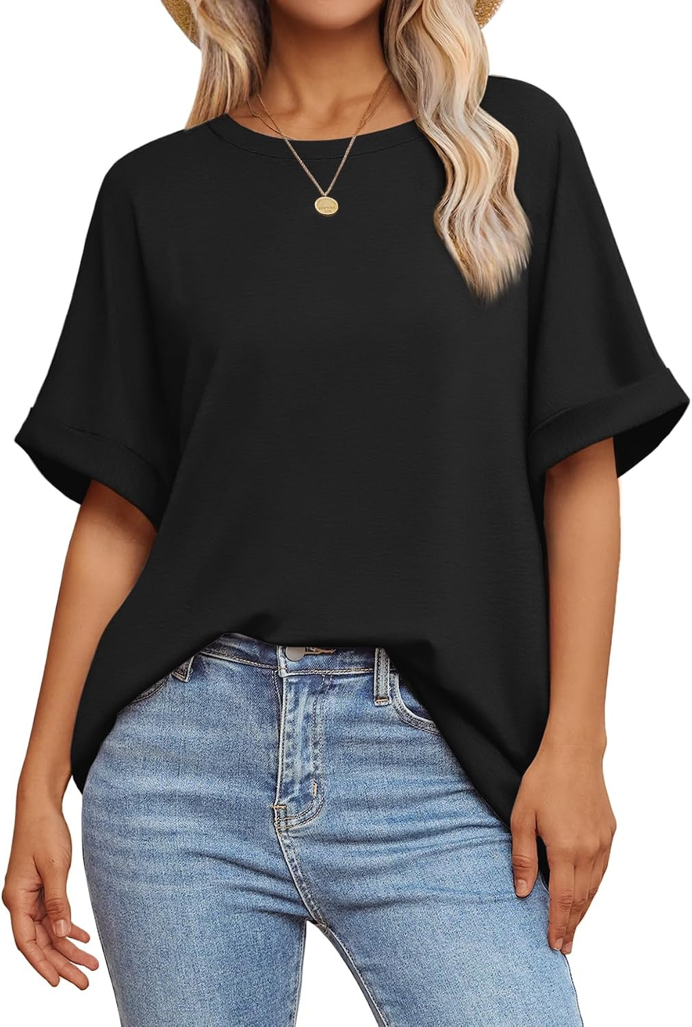 ATHMILE Womens Oversized T Shirts Summer Tops Spring Casual Loose Fit Workout Short Sleeve 2026 Beach Vacation | Amazon (US)