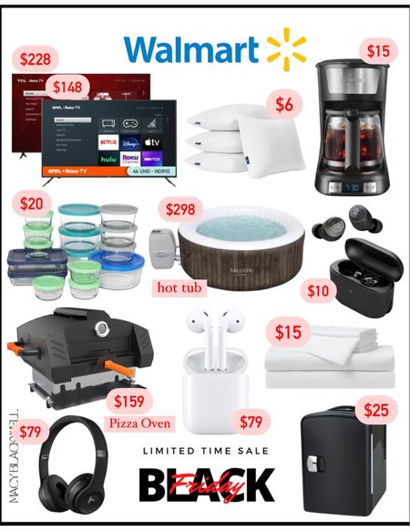 Walmart Black Friday. Walmart home deals. Pizza oven. Inflatable hot tub. Coffee maker. Tv deals. Headphones. 

#LTKHoliday #LTKhome #LTKCyberweek
