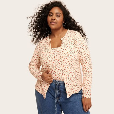 Women's Pointelle Cardigan - Parke Cream Floral 1X | eBay | eBay US