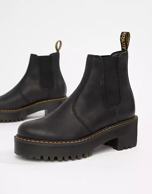 Dr Martens Rometty Black Leather Chunky Heeled Chelsea Boots | ASOS (Global)