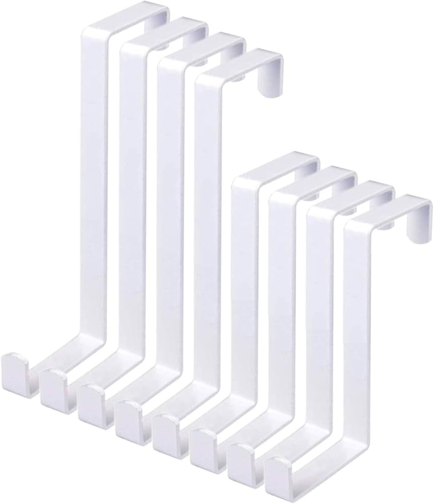 8 Pack Over The Door Hooks, Z-Shaped Reinforced Metal Reversible Door Hanger, Fits 1-3/8” and 1... | Amazon (US)