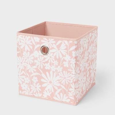 11" Fabric Bin Pink Floral - Room Essentials™: Storage Cube for Dorm Rooms, Folds Flat, 11 Inch... | Target