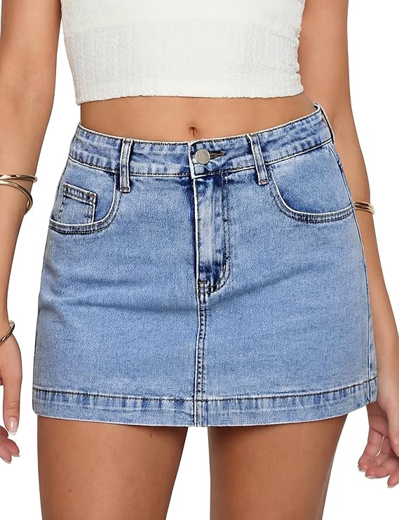 BISUAL Denim Mini Skirt High Waisted Jean Skirts for Women Sexy Stretch Denim Skirt with Shorts U... | Amazon (US)