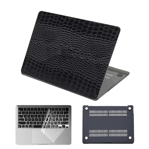 HLAAJJX Crocodile Leather Cover Compatible with MacBook Pro 13 inch Case 2009-2012 Version A1278 with CD-ROM,Durable Protective Laptop Shell Hard Case and Clear Keyboard Cover,Black Alligator Skin | Amazon (US)