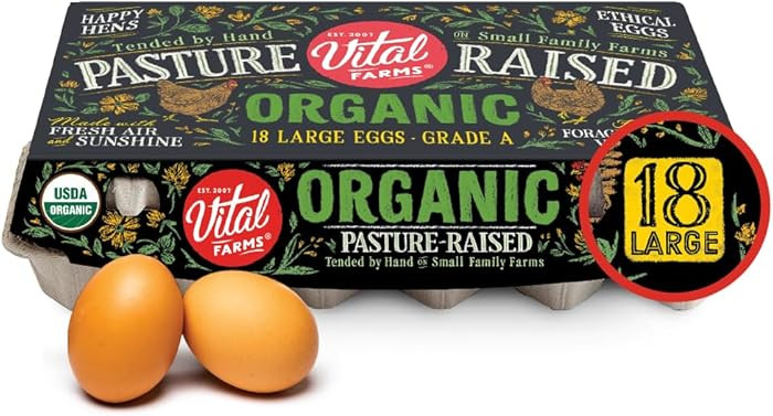 Vital Farms Organic Pasture-Raised Large Eggs 18ct | Amazon (US)