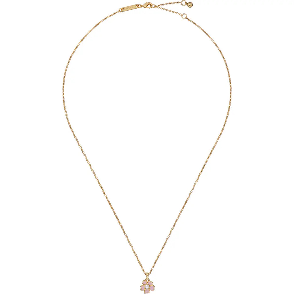 Ted Baker London Petiies Flower Pendant Necklace in Gold Tone/Light Pink/Pearl at Nordstrom | Nordstrom