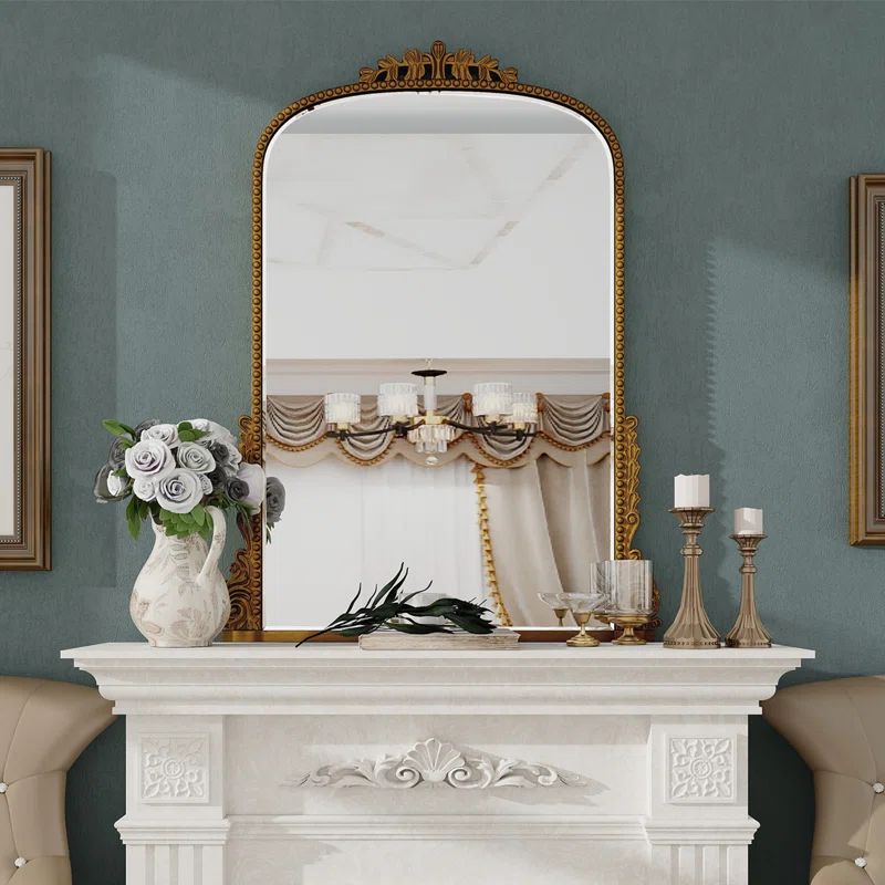 Euri Antique Gold Baroque Ornate Arch Wall Mirror | Wayfair North America