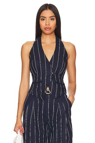 NICHOLAS Aurelia Asymmetrical Vest in Ink & Milk from Revolve.com | Revolve Clothing (Global)