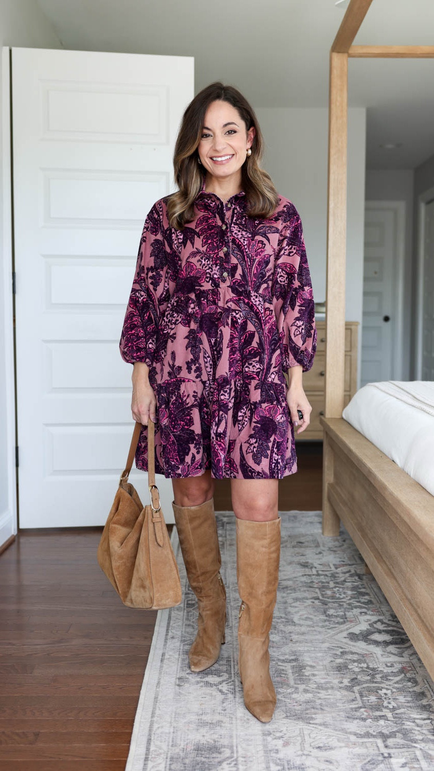 Fall dresses with knee high boots for petites! 

Purple dress (Anthropologie): xxs 
Tan boots (Sam Edelman): tts, 15” shaft height in a size 5 (increases as the sizes go up)

My measurements for reference: I’m 4’10” and 105lbs. My bust, waist, and hip measurement is 32”, 24”, and 36”.

#LTKSeasonal #LTKPetite