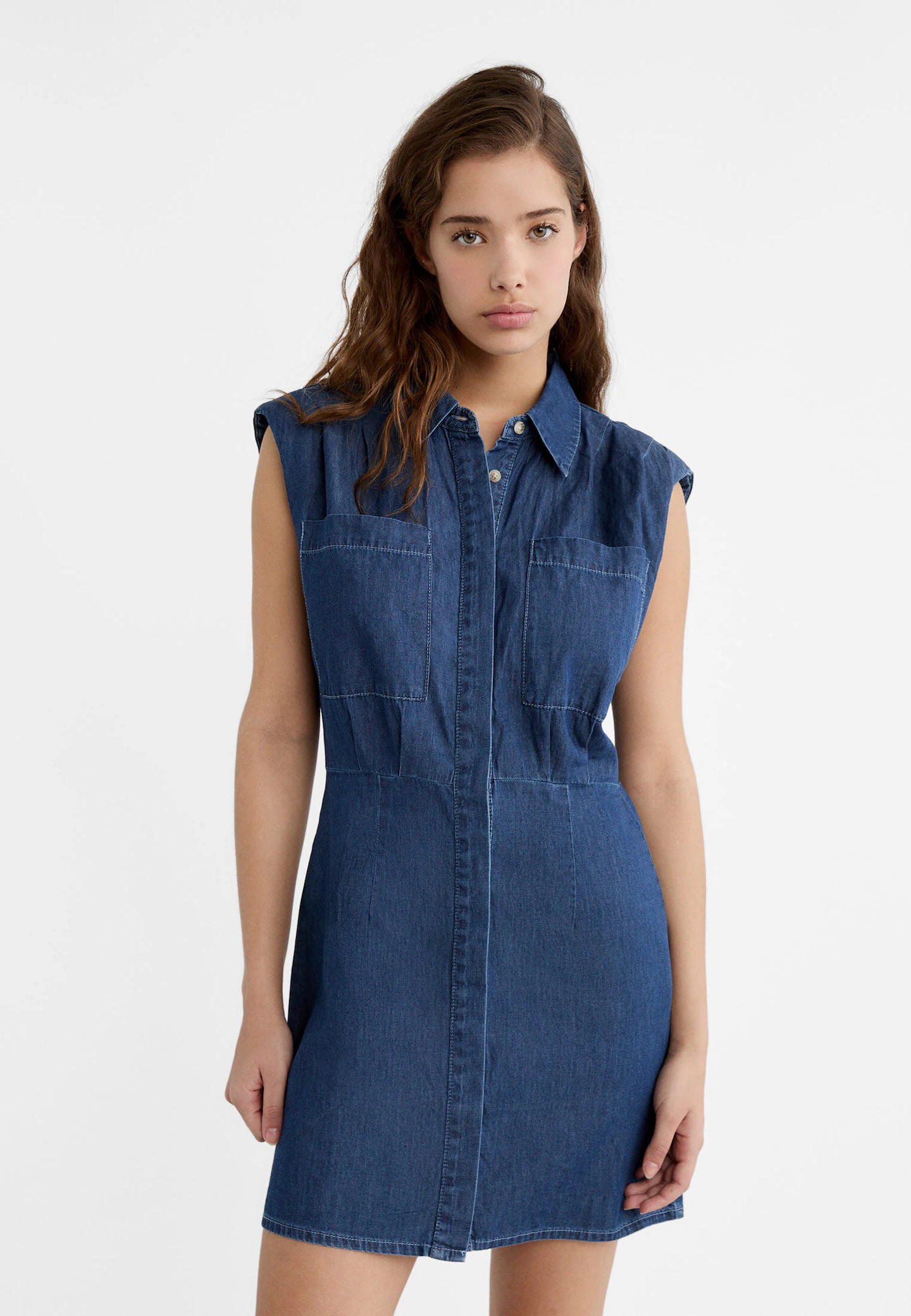 Robe chemise courte en jean - Courte femme | Stradivarius France | Stradivarius (FR)