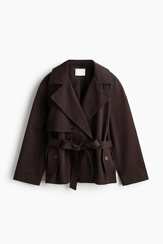 H & M - Short Tie-Belt Trench Coat - Dark Brown | H&M (US + CA)