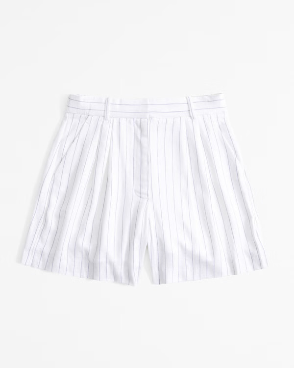 Women's Curve Love A&F Sloane Tailored Linen-Blend Short | Women's Bottoms | Abercrombie.com | Abercrombie & Fitch (US)