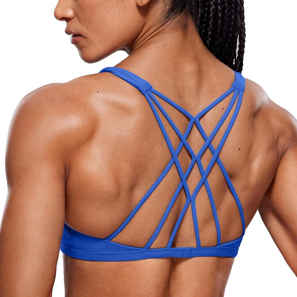 CRZ YOGA Naked Feeling Cross Back Sports Bras for Women - Strappy Back Padded Medium Support Wire... | Amazon (US)