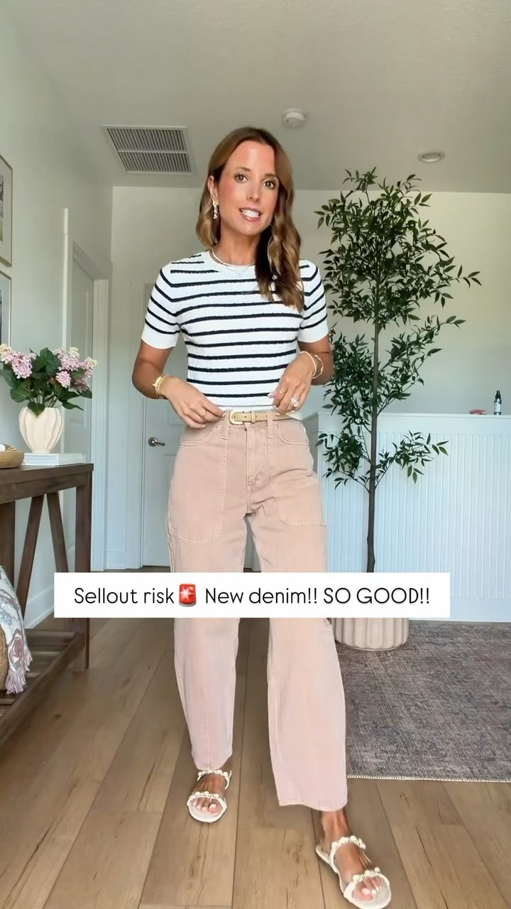 New Target arrivals for summer and early fall! New barrel leg jeans in 00. Striped sweater top in XS. Elevated casual outfit. Teacher outfit. Fall outfit. Summer outfit. I went up half a size in sandals.

#LTKootd #LTKgrwm #LTKPetite