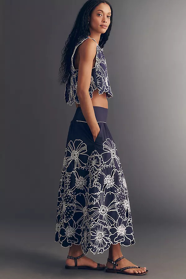Flowers Richelieu Midi Skirt | Anthropologie (US)