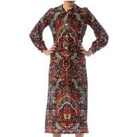 1970S Brown & Red Polyester Jersey Batik Paisley Print Shirt Dress | Etsy (US)