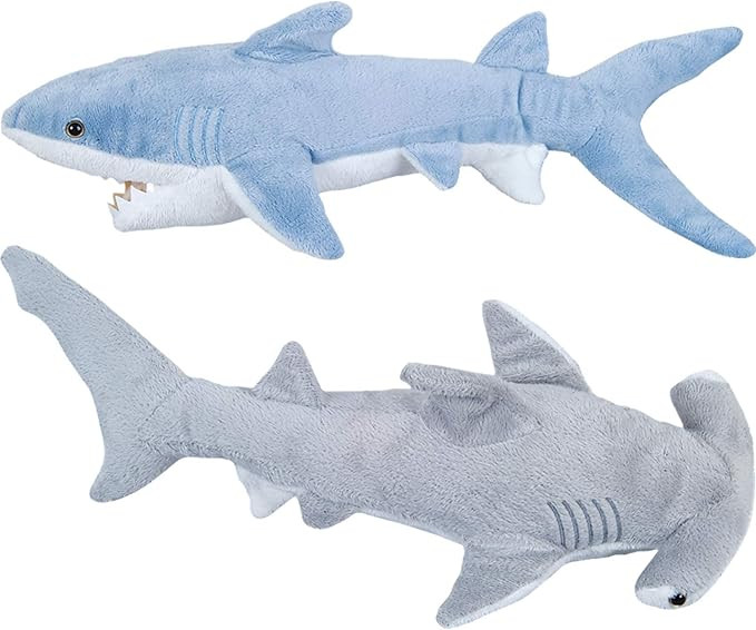 Bedwina Stuffed Animal Sharks - Pack of 2 Large, 14 inch Mako & 13 inch Hammerhead Plush Shark To... | Amazon (US)