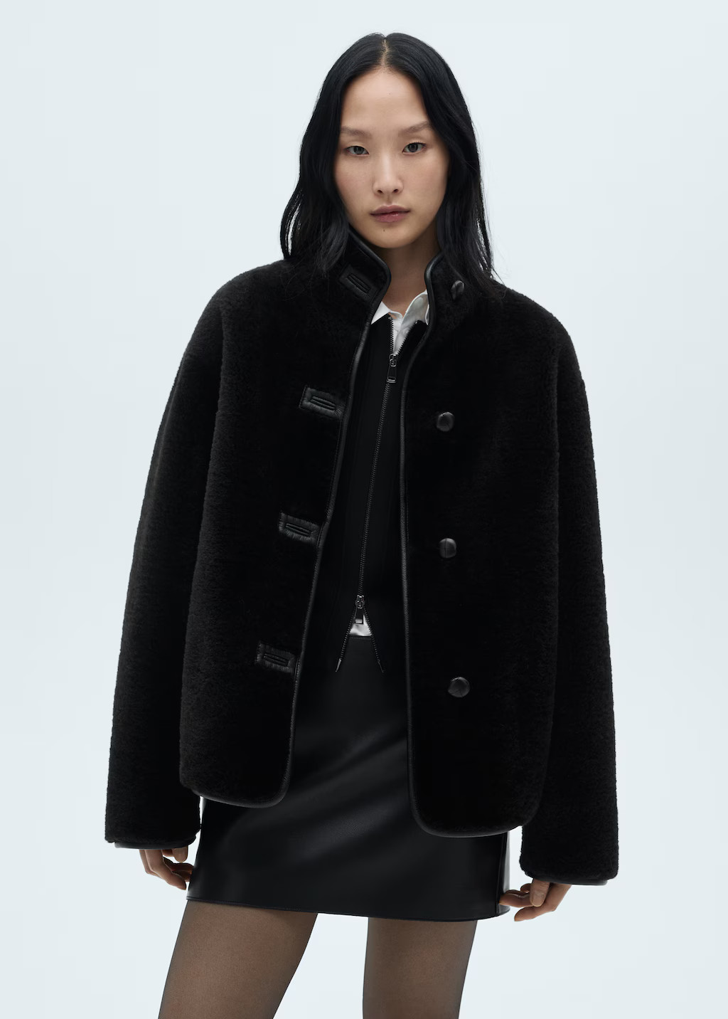 Fur-effect coat with appliqués - Women | MANGO USA | Mango (US/MX/AU)
