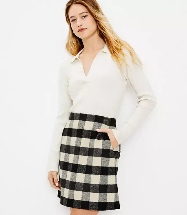 Checked Pocket Skirt | LOFT