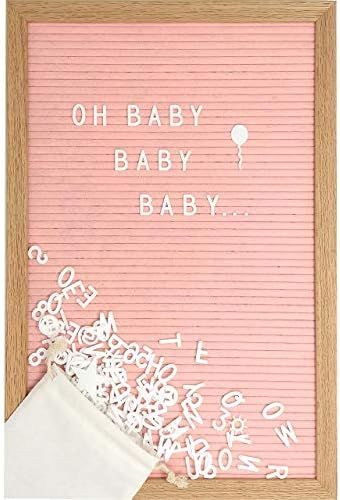 Pink Letter Board With Letters 12x17 In Oak Frame, Pink Felt Letter Board For Girls with 374 Prec... | Amazon (US)