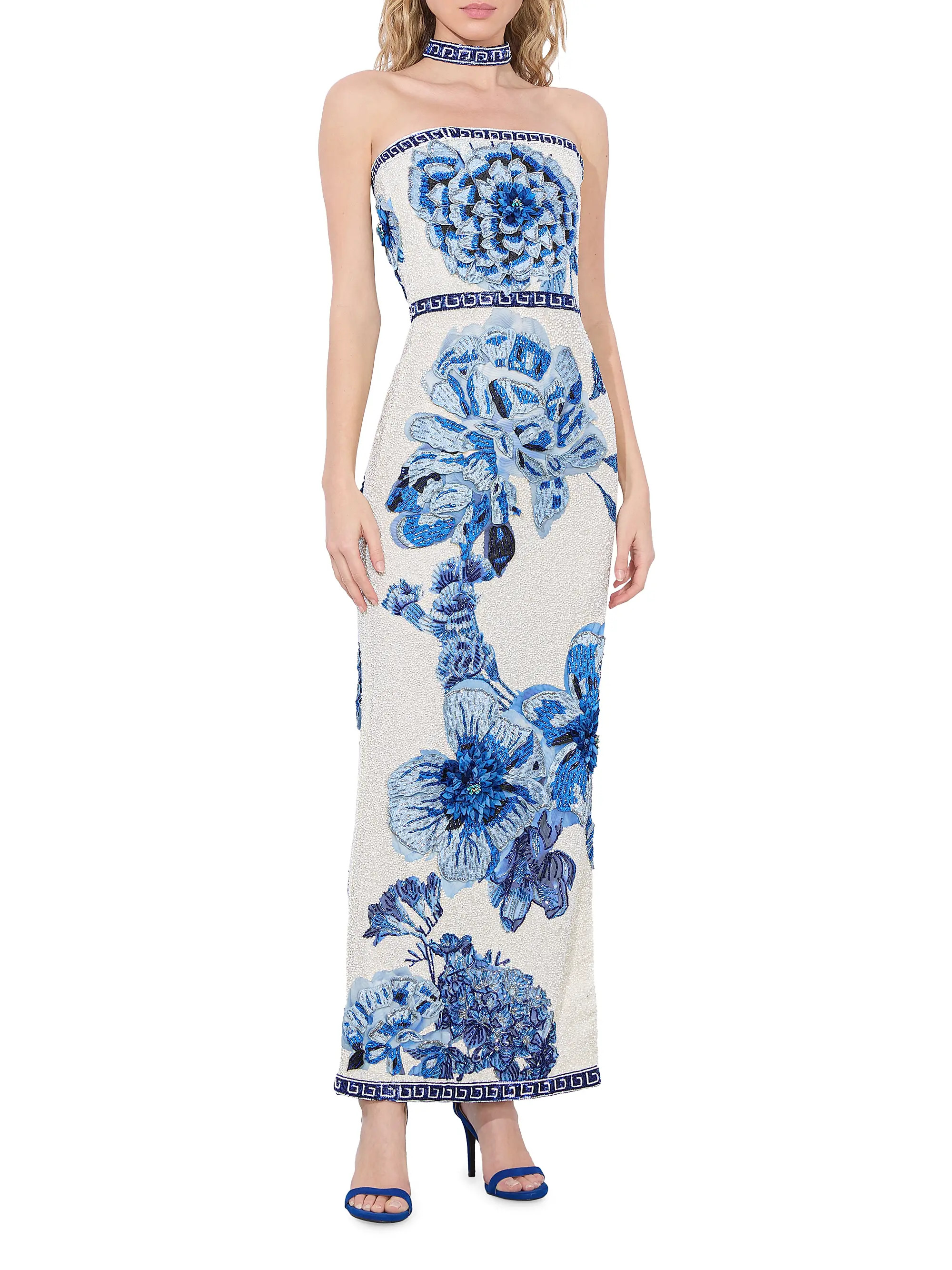 Shop Alice + Olivia Georgie Stretch Floral High-Slit Gown | Saks Fifth Avenue | Saks Fifth Avenue