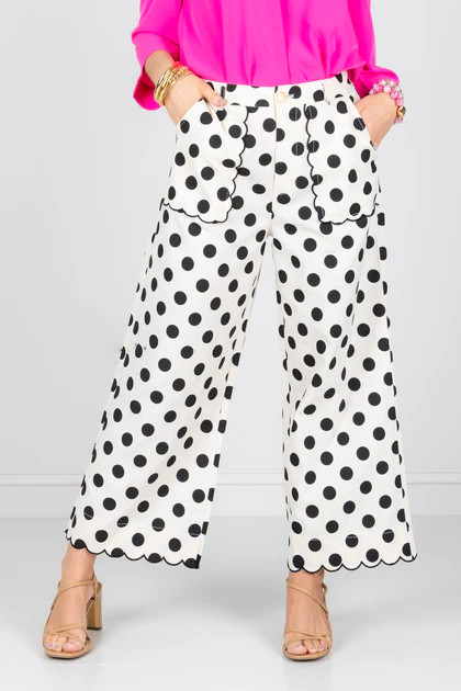 On The Dot Black Polka Dot Wide Leg Pant | The Willow Tree