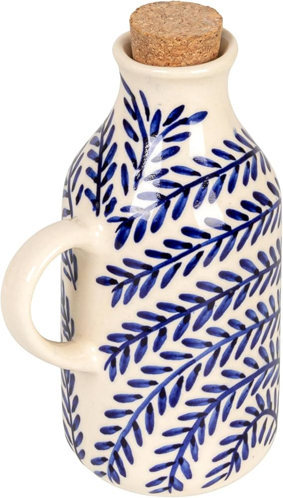 Creative Co-Op 8 oz. Hand-Painted Stoneware Oil Cruet with Design and Cork Stopper, Cream Color a... | Amazon (US)