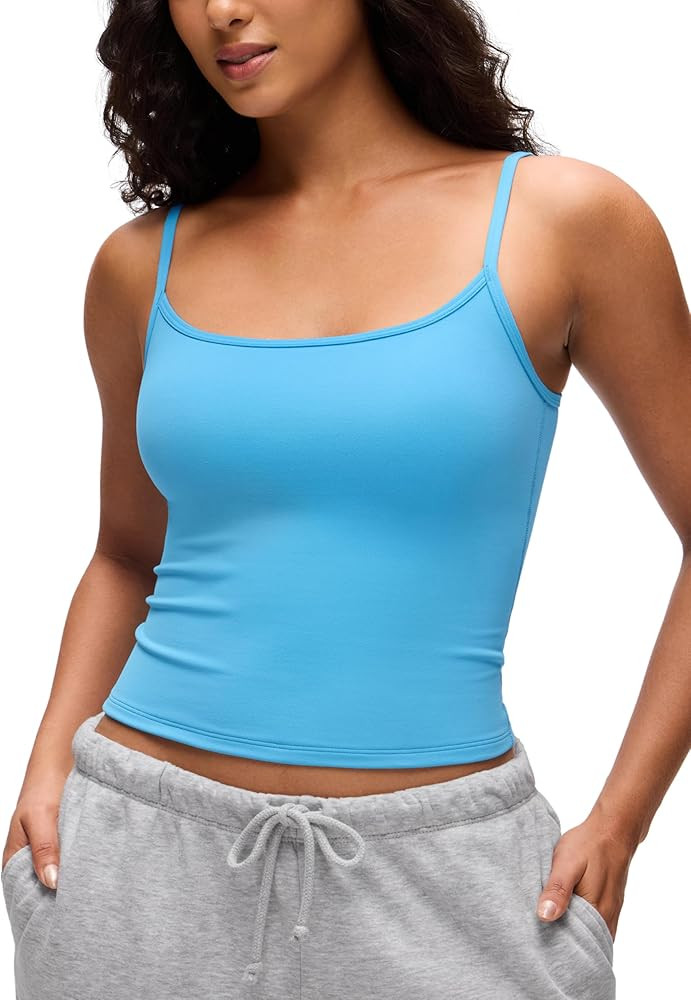 CRZ YOGA Butterluxe Double Lined Cami Tank Tops for Women - Yoga Casual Going Out Soft Scoop Neck... | Amazon (US)