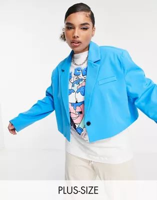 COLLUSION Plus cropped blazer in bright blue co-rd | ASOS | ASOS (Global)