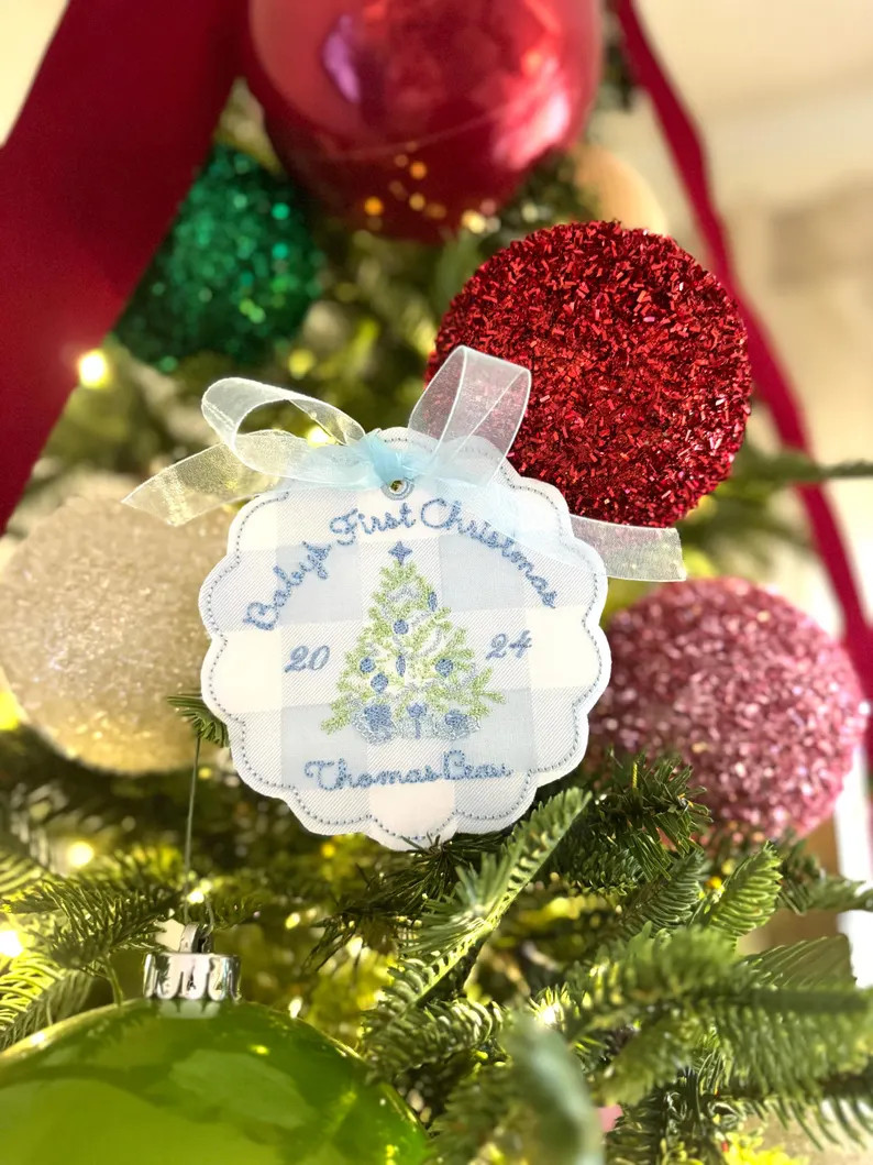 Embroidered Babys First Christmas Ornament Personalized Boy Girl - Etsy | Etsy (US)