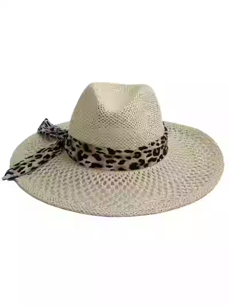 CC Women's Honecomb Shape Panma Hat with Leopard Band | Walmart (US)
