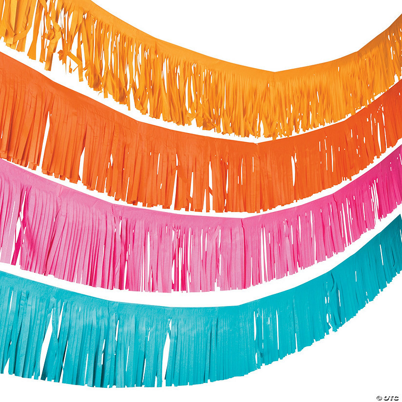 137" 4-Color Fiesta Fringe Hanging Garland Decorations - 4 Pc. | Oriental Trading Company