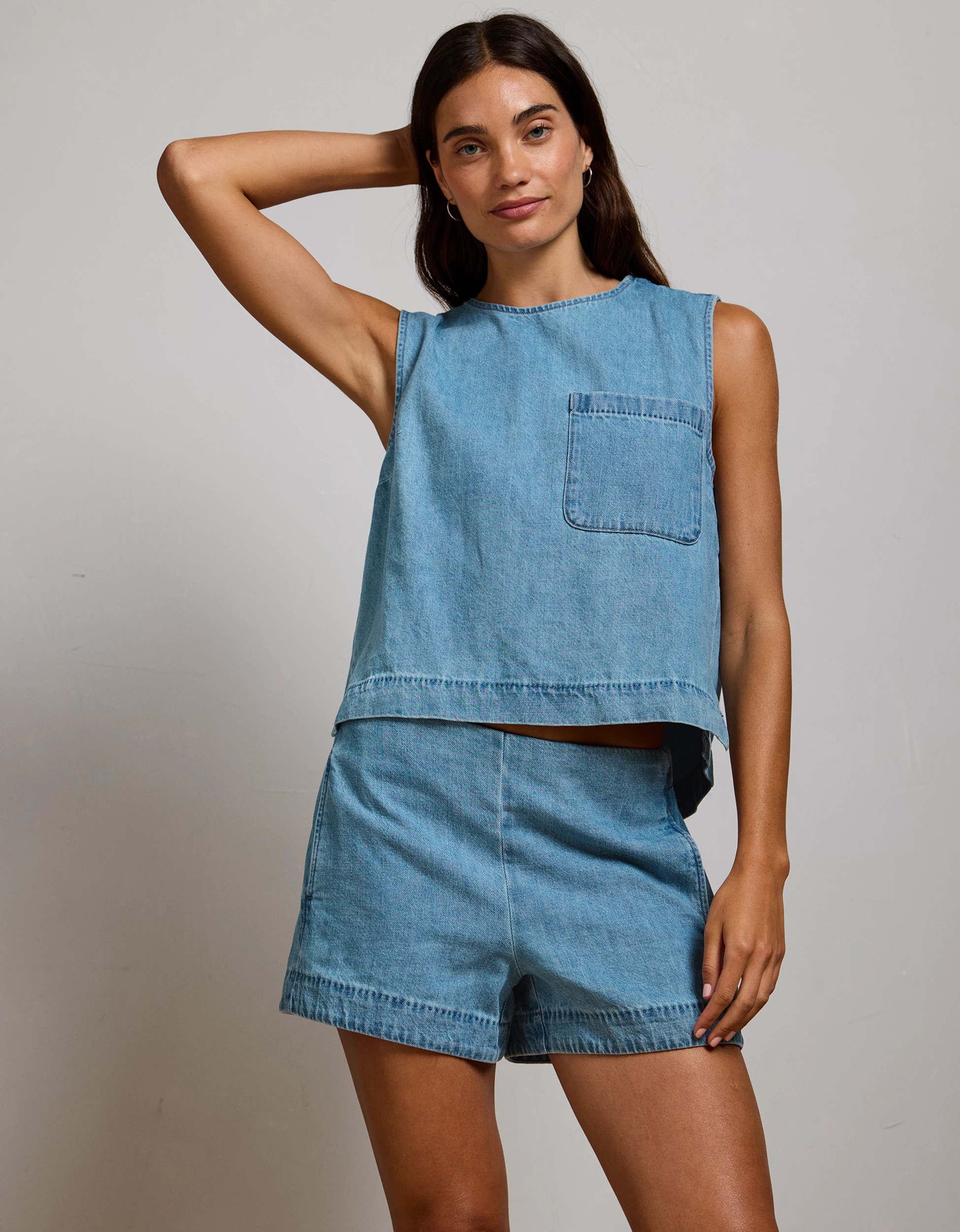 AE77 High-Waisted Chambray Short | American Eagle Outfitters (US & CA)