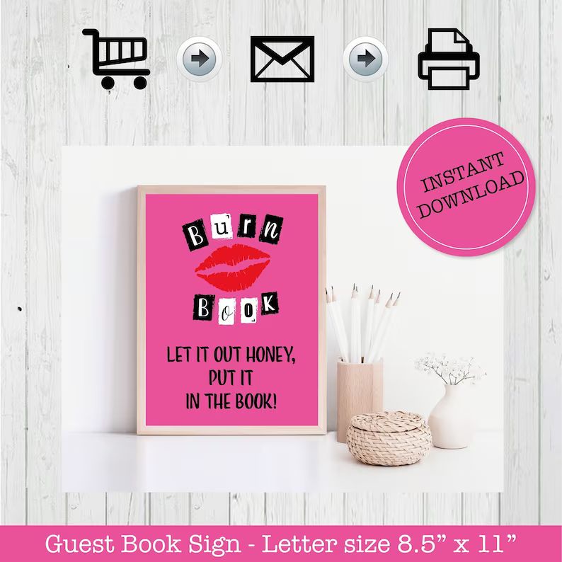 Mean Girls Guest Book Sign Mean Girls Bridal Shower Sign Printable Guest Book Sign Burn Book DIY ... | Etsy (US)