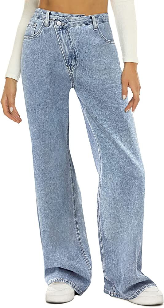 Baggy Wide Leg Jeans Non-Stretch Fabric High Waist Loose YKK Zipper for All Leg Types Suitable for A | Amazon (US)