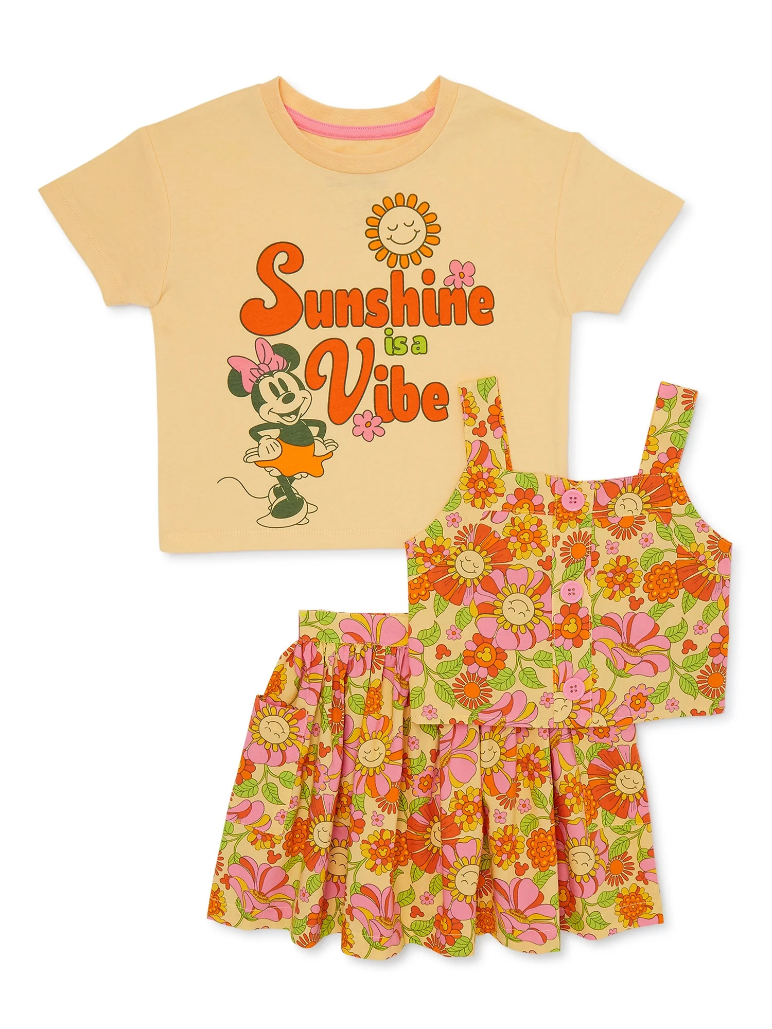 Minnie Mouse Baby and Toddler Girls T-Shirt, Tank and Skirt Set, 3-Piece, Sizes 12M-5T | Walmart (US)