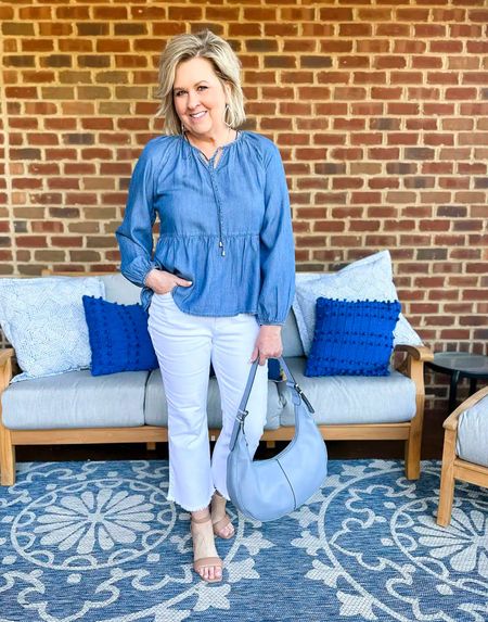 Walmart New Arrivals for Spring | Chambray Peplum | White Jeans for Spring | Teacher Outfit | Office Outfit | Nude Sandals | Peplum Top #walmartpartner #walmartfashion #walmart @walmartfashion @walmart

#LTKunder50 #LTKworkwear #LTKstyletip
