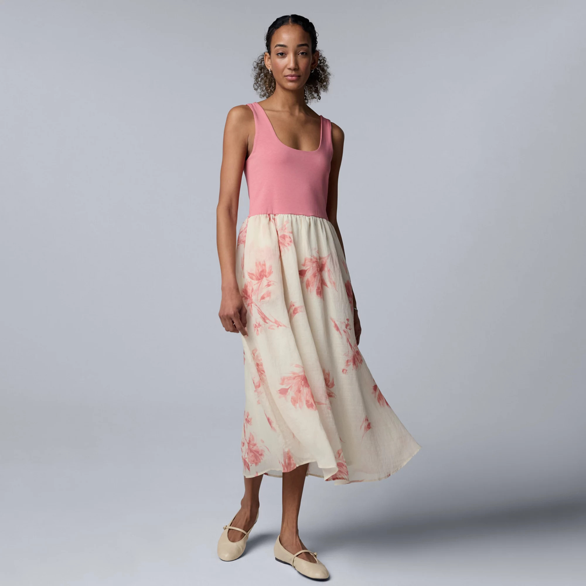 Petite Simply Vera Vera Wang Mixed Media Midi Dress | Kohl's