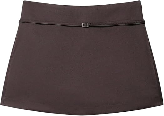 Women's Zip Up Skort Low Rise Mini Skirt A Line Belted Shorts | Amazon (US)