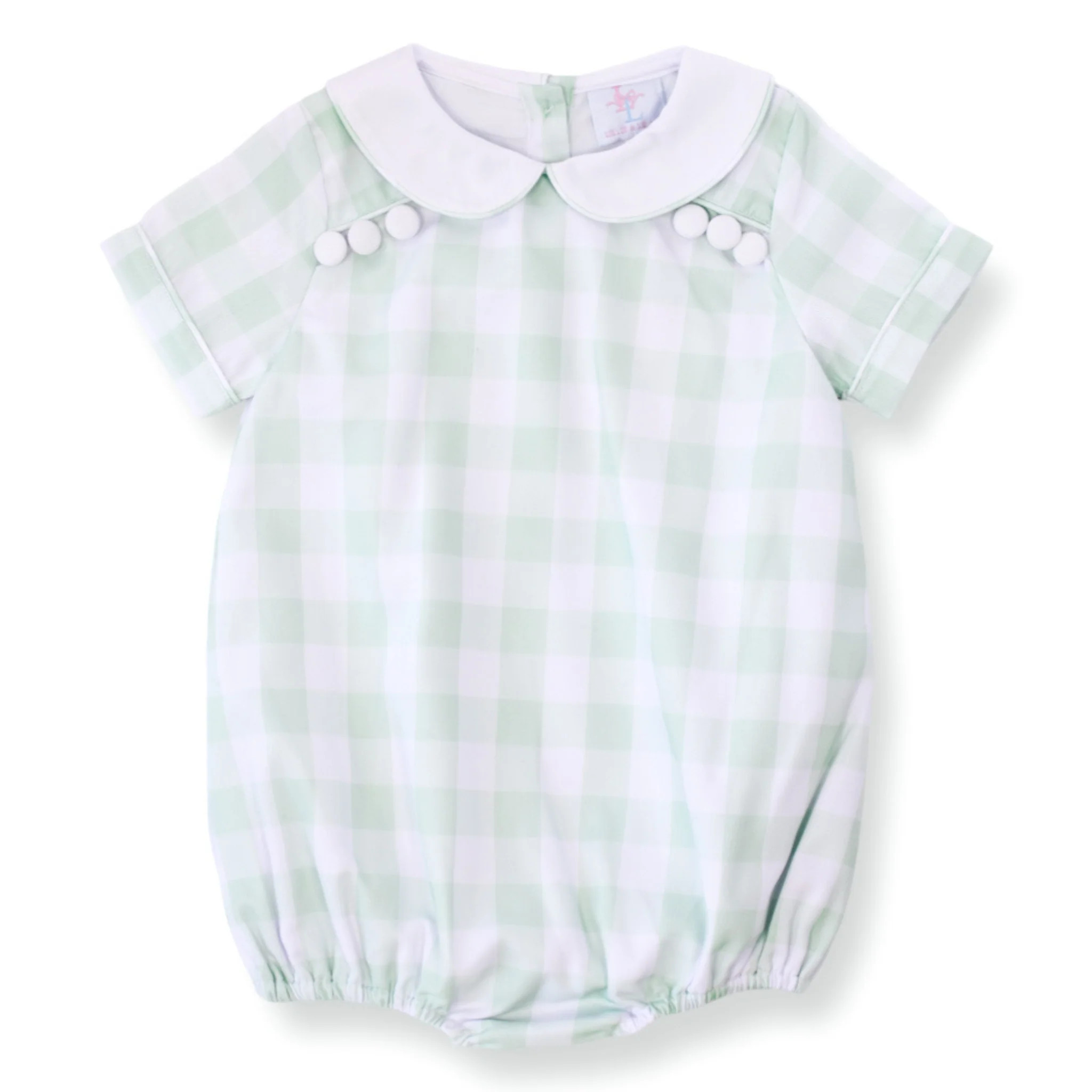 PRE-ORDER Spring Green Gingham Smocked Boy Bubble | Lillie & Lilah