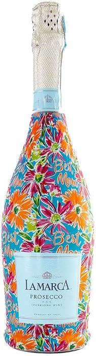 Beau Bottles Preppy Floral Best Mom Custom Wine Label Wrap for La Marca 750ml Champagne Bottle - ... | Amazon (US)