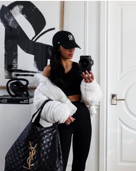 Casual weekend athleisure outfit 
Amazon knit set wearing a small
The North Face white sherpa puffer jacket wearing an XS
Nike Dunk high sneakers
Saint Laurent Icare bag



#LTKunder100 #LTKunder50 #LTKfit