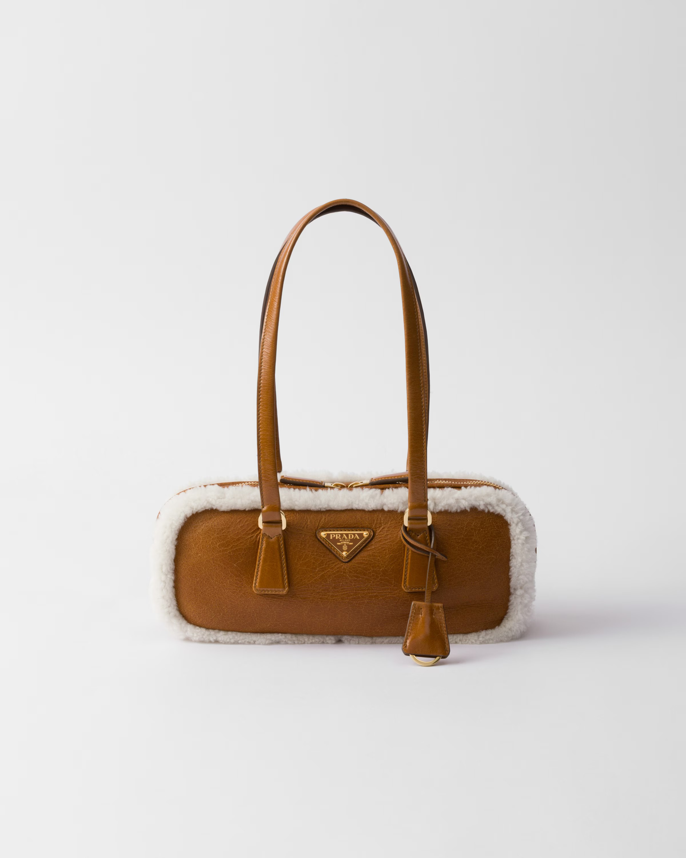 Medium shearling two-handle bag | Prada US