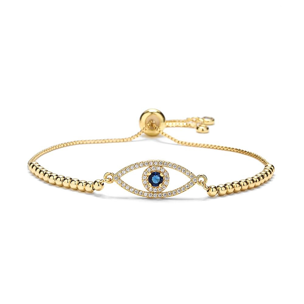Gold Evil Eye Bracelets, 18K Gold Plated Adjustable ojo Bracelet Eye of Protection Bracelet Gold ... | Amazon (US)