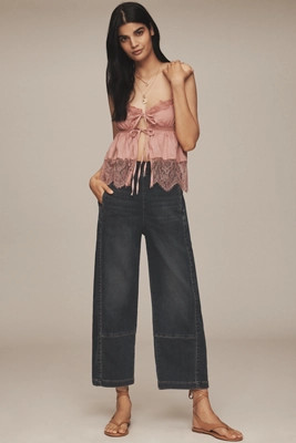 The Izzie Knit Pull-On Barrel Jeans by Pilcro | Anthropologie (US)