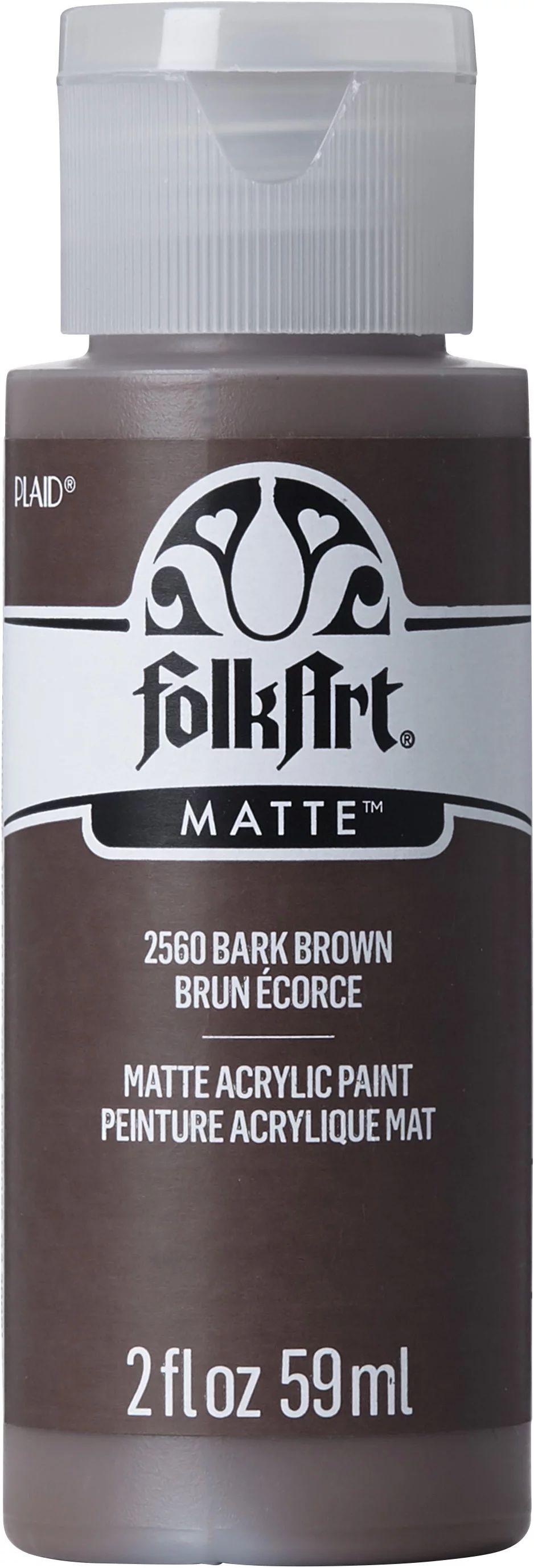 FolkArt Acrylic Craft Paint, Matte Finish, Bark Brown, 2 fl oz | Walmart (US)