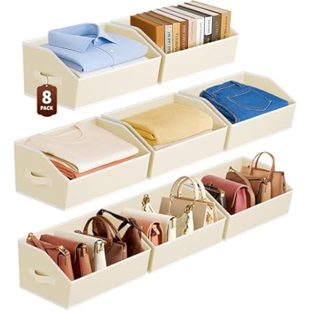 Closet Organizers And Storage - UPGRADED Trapezoid Storage Bin With Leather Handles & Adjustable ... | Amazon (US)