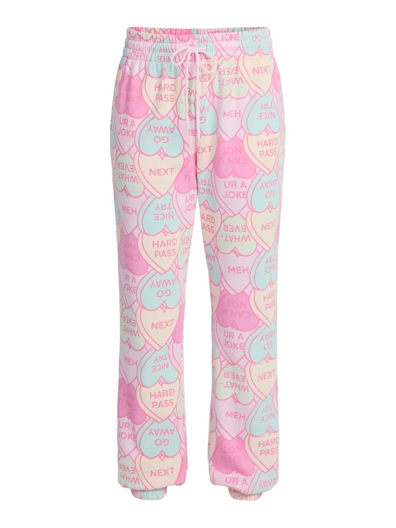 Candy Hearts Women's Graphic Fleece Joggers, 30'' Inseam, Sizes XXS-XXL | Walmart (US)