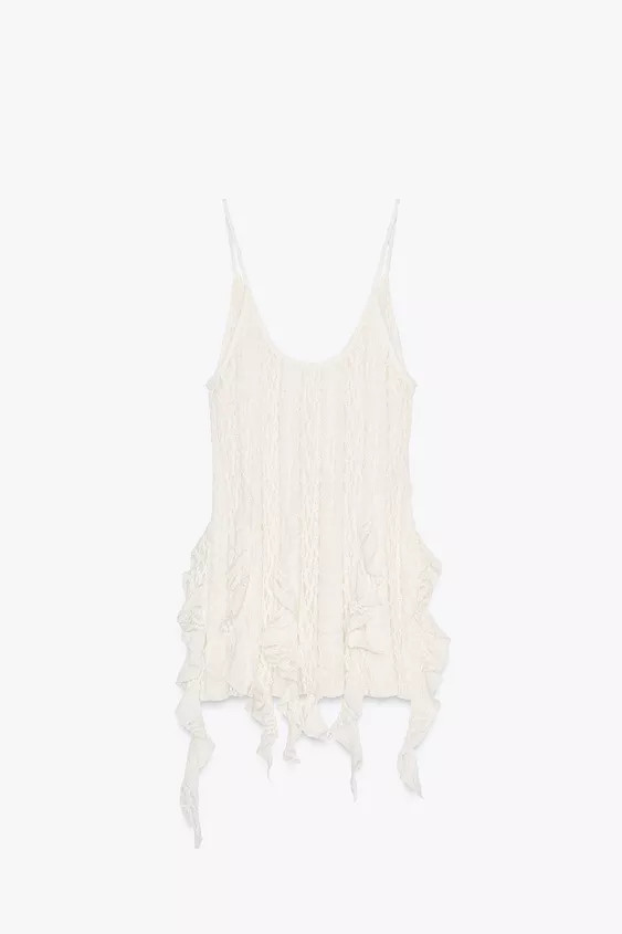 LACE TEXTURE SCALLOPED TOP | Zara US